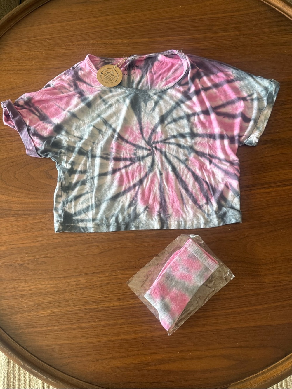 NEW To Dye For by Lana Crop Top & Socks Set Tie Dye Estimated Medium